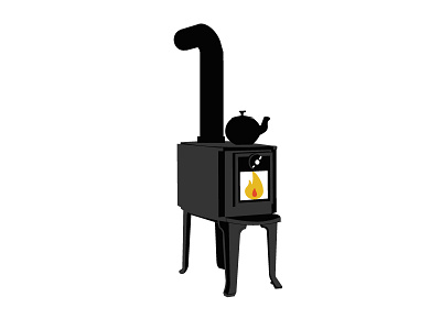 Wood Stove with pipe and humidifier