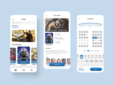 Flicks - Cinema Booking Mobile Apps UI Design