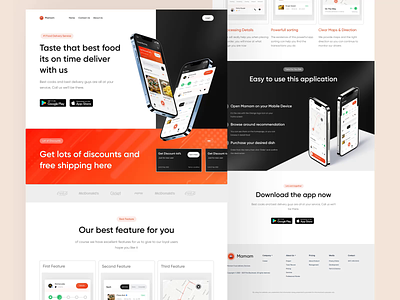 Mamam - Food Delivery Landing Page Animation animation clean delivery website food food delivery food web design graphic design hero landing landing page minimalist modern motion graphics ui uiux user interface ux web wesite