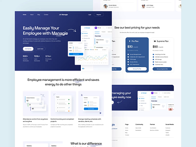 Managie - SaaS Landing Page Animation analythic animation app chart clean dashboard dashboard design design employee graphic design hr landing page management minimalist motion graphics saas saas landing page ui uiux ux