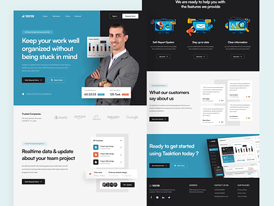 Tasktion - Saas Landing Page Animation animation clean concept feature graphic design landing page management marketing page minimalist motion graphics project management saas saas landing page saas website task ui uiux web web design website