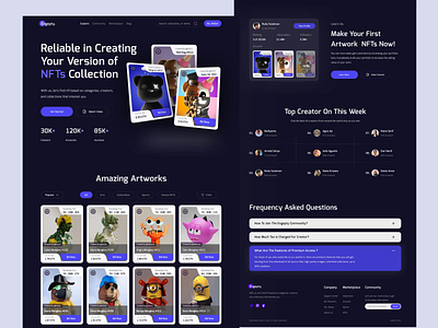 Engepty - NFT Marketplace Landing Page Animation animation art blockchain branding card clea crypto crypto app dark mode graphic design innovation landing page marketplace minimalist motion graphics nft nft art ui uiux web