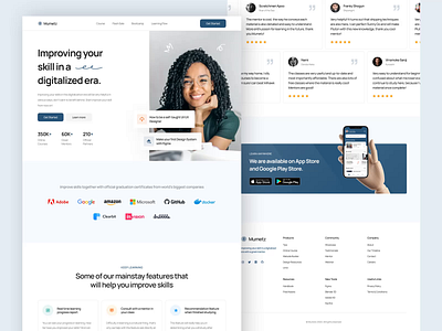 Mumetz - E-Learning Landing Page Animation animation app branding class clean course e learning graphic design landing page learning learning app minimalist motion graphics online saas landingpage study ui uiux web