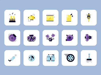 Autoparts Icon Set Animation animation branding clean flat icon gif graphic design hero icon icon set illustrasi json logo lottie lottiefiles motion graphics product ui uiux vector website