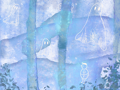 Ghost in the forest abstract digital art illustration nature