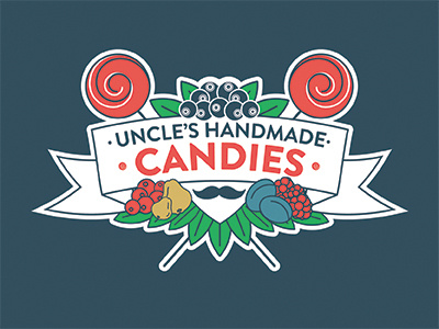 Uncle's Handmade Candies logo berries candies logo outline