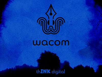 Wacom logo redesign - (squid, pen) branding illustrator logo redesign wacom