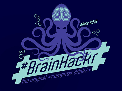 #BrainHackr branding illustration logo vector