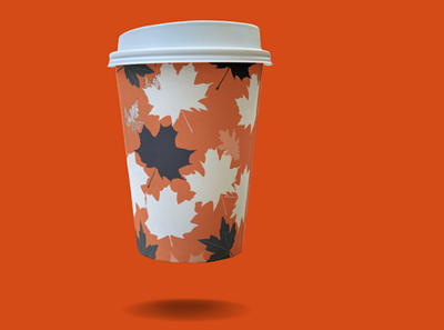 PAPER CUP DESIGN WITH AUTUMN LEAVE THEME beverage beverages design branding canva canva designs designs graphic design paper cup paper cup designs ui