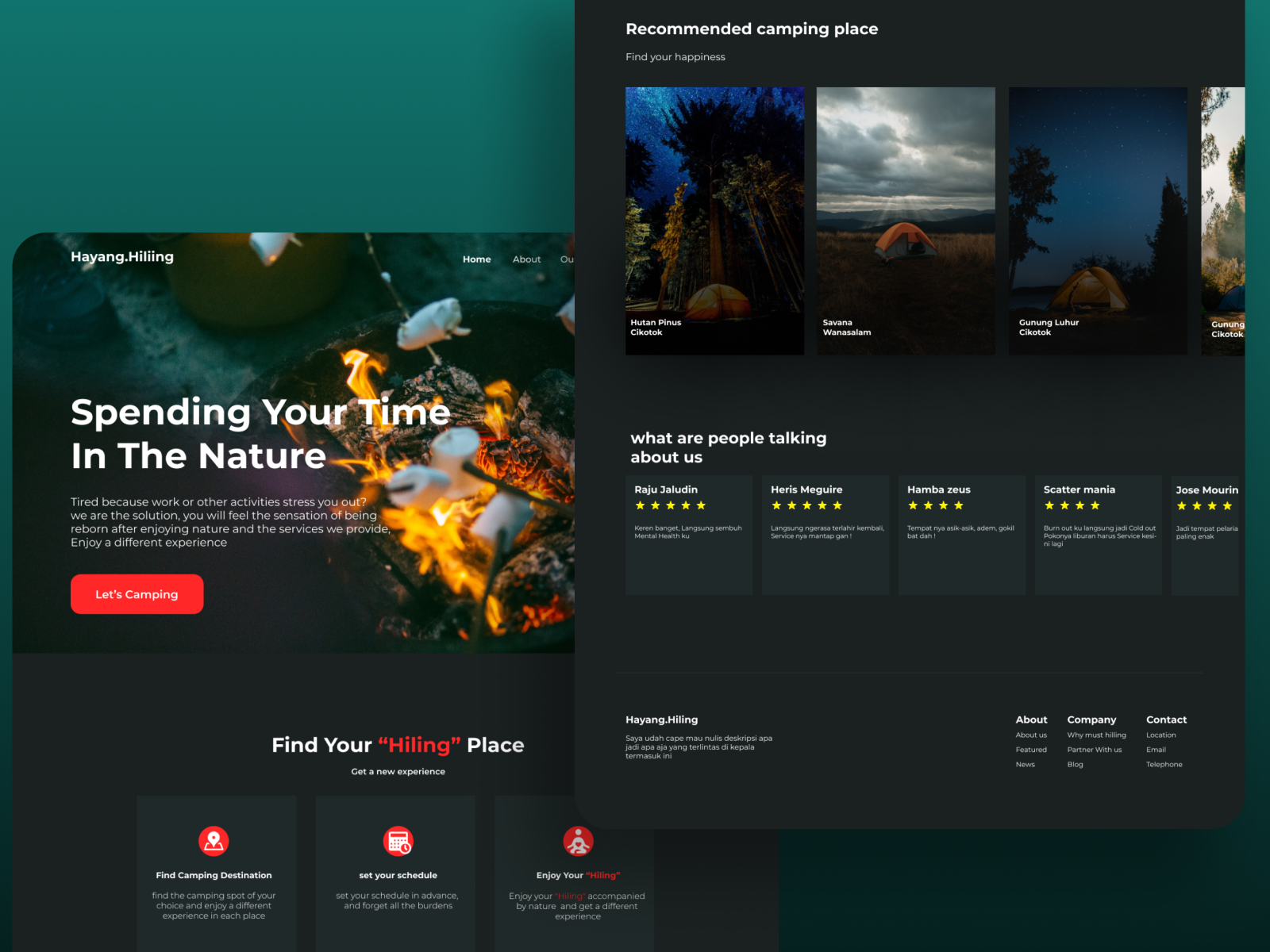 Hayang.Hiling - Camping Agency Landing Page by Ray Pratidina on Dribbble