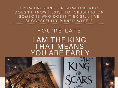 Quote Art from the book "KING OF SCARS" book design graphic design
