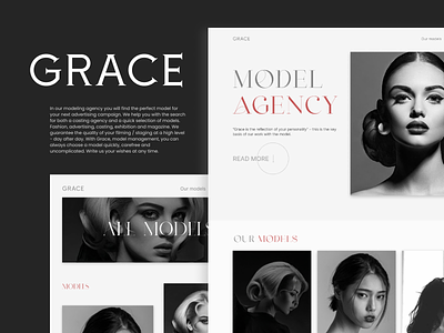 Grace Model Agency - UX/UI website concept design logo typography ui ux