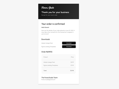 Email Receipt for #DayliUI #017 app branding design email gmail light logo mail minimal price receipt ui ux vizualization web website white