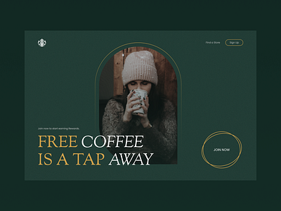 StarBucks - Coffee Concept UX/UI branding coffee cup design drink glass gold green minimal orange starbucks ui ux web