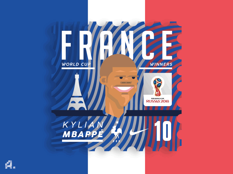 (Ninja) Postage Stamp - France World Cup Champion creative design flat france graphic icon illustration illustrator minimal vector worldcup