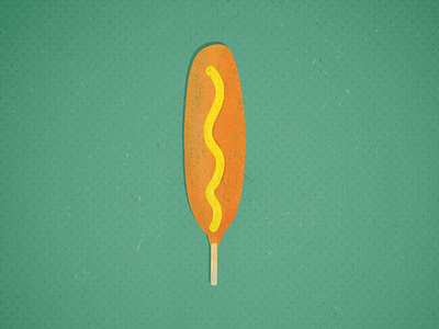 Corndog hotdog mustard summer birmingham bham illustrator illustration realistic designer design texture retro cookout food corndog