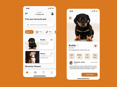 Pet Adoption App UI app branding design graphic design illustration ui ux