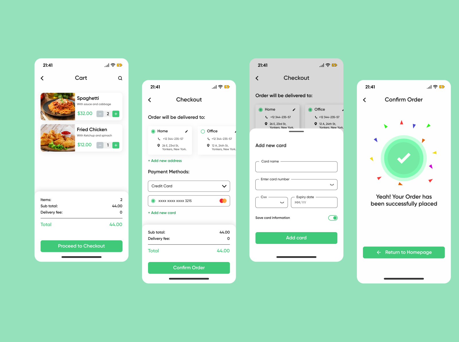 Food Ordering App Checkout UI by Collins Abudu on Dribbble