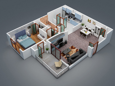 3D floor plan 3d 3d floor plan animation apart apartment architecture branding design graphic design illustration marketing real estate