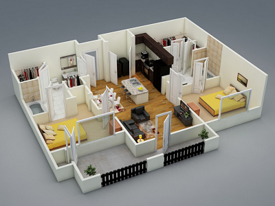 3D floor plan 3d 3d floor plan apartment architecture branding design illustration marketing real estate