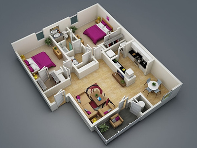 3D floor plan for real estate and rental apartments