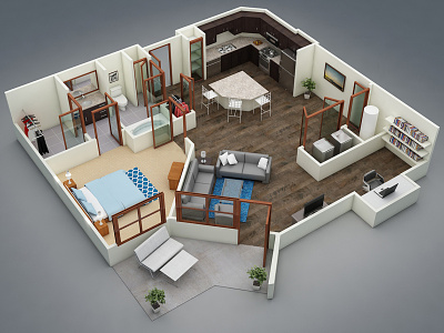 3D floor plan for real estate and rental apartments