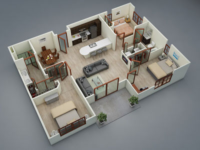 3D floor plans for real estate and rental apartments