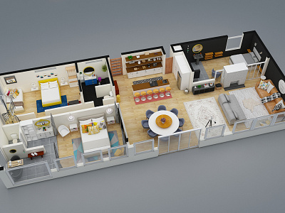 3D floor plan for Airbnb property