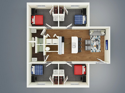 3D floor plan for student living 3d 3d floor plan 3d rendering apartment architecture branding design digital marketing marketing marketing manager real estate render rental home