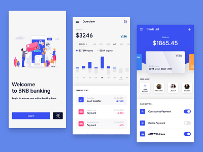 Banking Application app application banking clean design flat illustration minimal mobile ui ux vector wallet