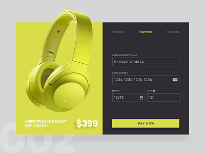 #002 Credit Card Checkout checkout creditcard dailyui day2 e commerce headphone interface uichallenge