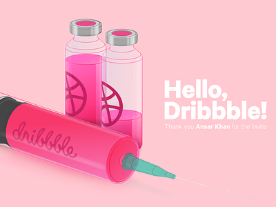 Hello Dribbble debutshot design firstshot hello dribbble injection pink