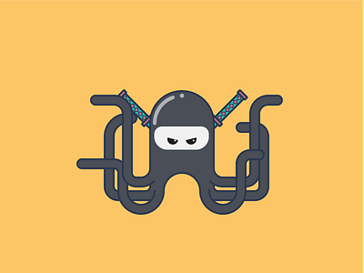 Ninja Pus (Octopus) avatar character illustration mascot multitasking ninja octopus tentacle vector