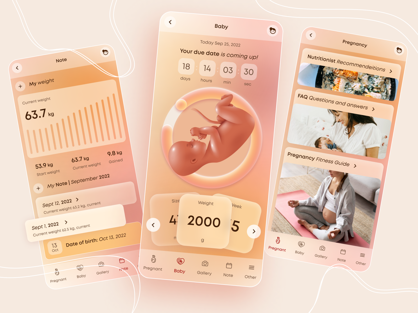 Countdown Timer. Pregnancy Diary app. Daily UI Challenge 014 by
