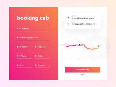 Booking Cab Exploration booking cab color design maps route taxi website