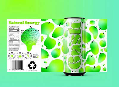 GUSH_Green Apple branding graphic design green green apple illustration juice logo packaging soda typography