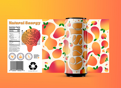 GUSH_Peach branding design graphic design illustration juice logo orange packaging peach soda typography