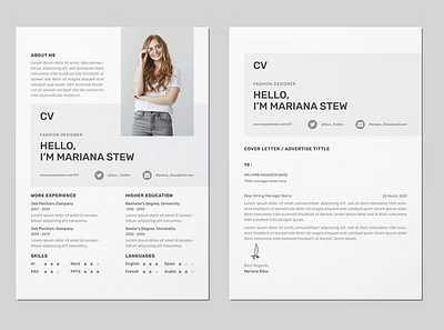 CV Resume and Letter branding curriculum vitae cv design cv resume cv template design illustration job resume cv resume design resume template