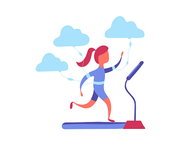 Running for your Data cloud data flat illustration run running sport treadmill