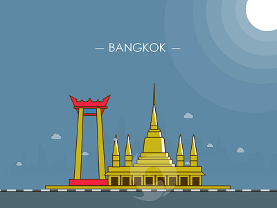 Bangkok City illustration - 100 post challenge - Post - 6 australia bangkok branding digitalart graphicdesign illustration illustrator logo tourism usa vector