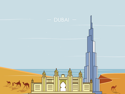 Dubai City illustration - 100 post challenge - Shot - 8 color dubai graphicdesign illustration illustrator photoshop tajmahal tourism