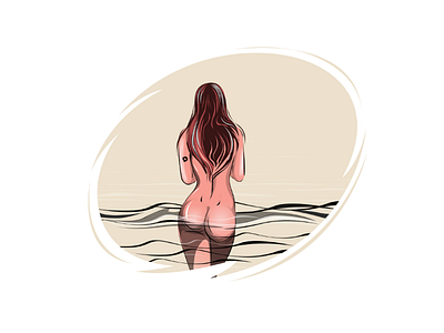 Water women art. illustration logo