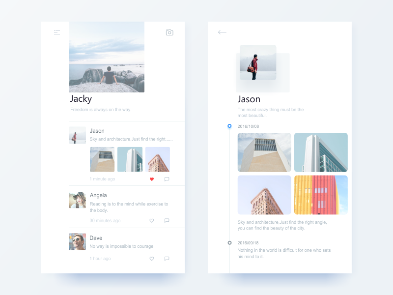 Lightweight Social App Concept Design by J.Stellar for Nice100Team on