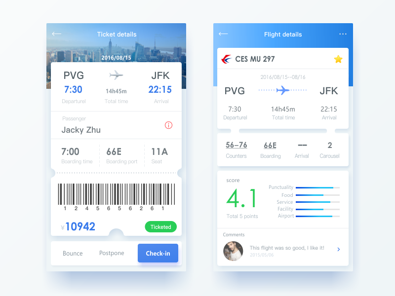 Flight Interface Design by J.Stellar on Dribbble