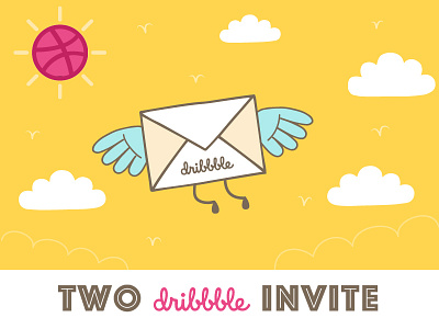 2 Dribbble Invite 2x dribbble illustration invite letter messenger