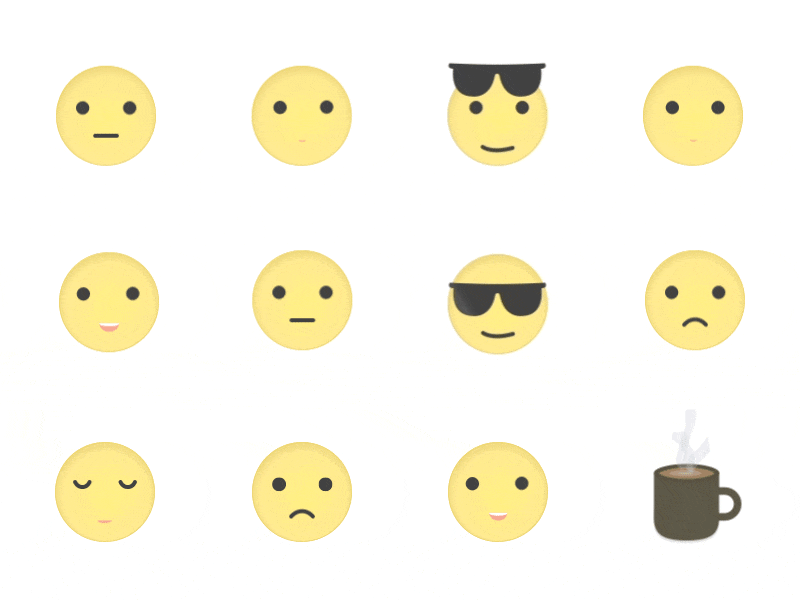 Emoticons Collection 2d after effects animation design emoji expressions flat fun gif smiley yellow