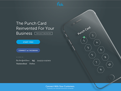 Landing Page business flat flok illustration minimalism phone punch card ux vector