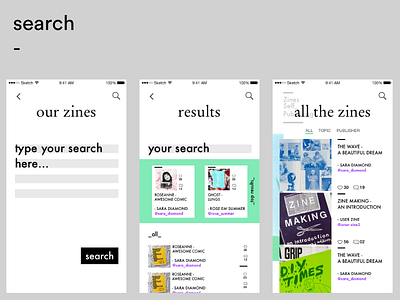 App · Zines (WIP) art direction fanzines graphic design product design sketch ui