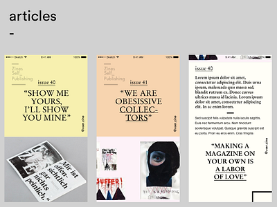 App · Zines (WIP) - Articles