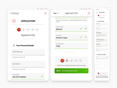 NSFAS - App - Application Form app black design form green grey orange ui ux white